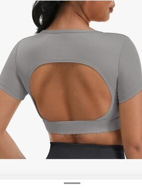 Women’s Open-Back Crop Top — Gray